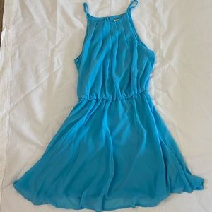 Blue High Neck Dress - Medium